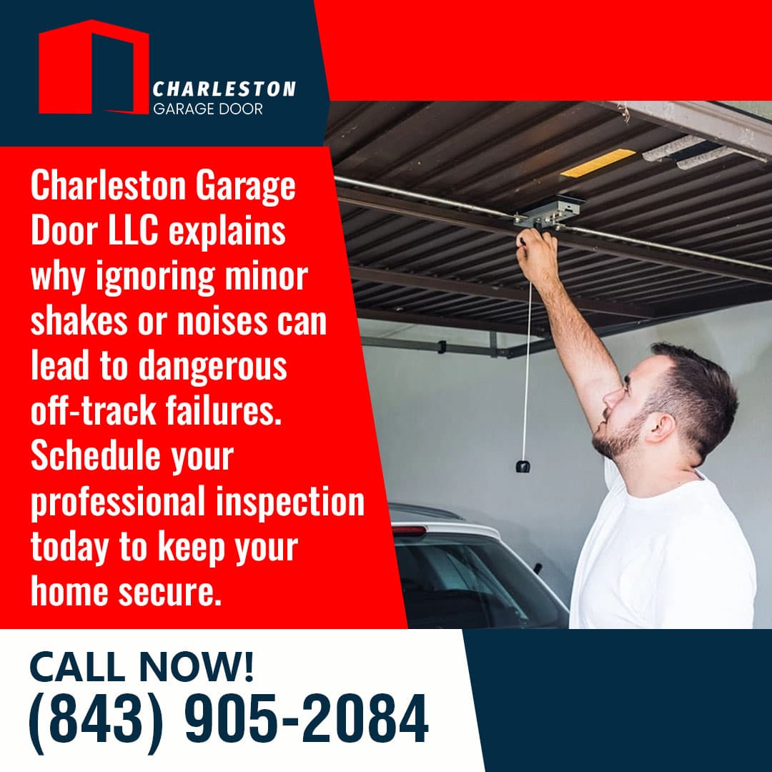Homeowner inspecting garage door opener system to check for issues and unusual noises