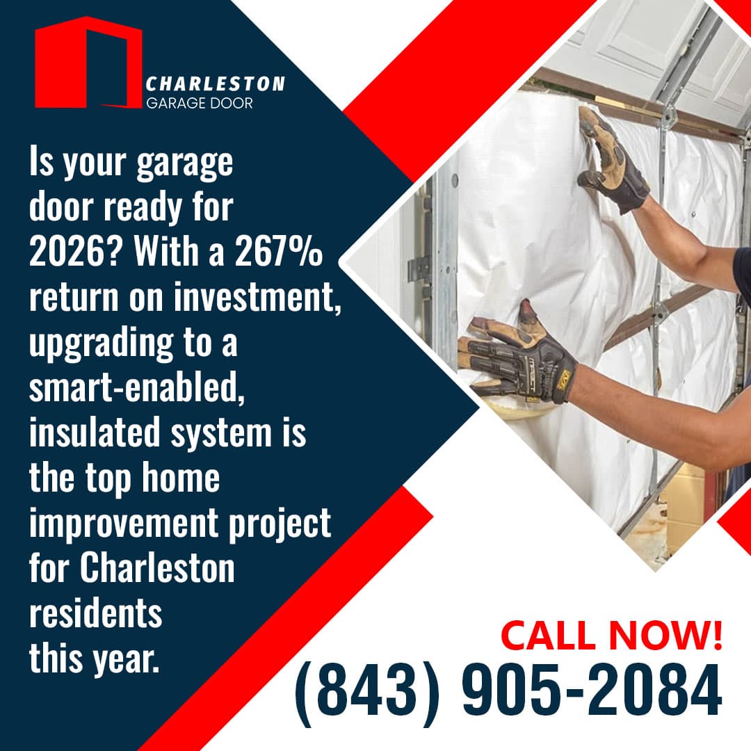 Smart Garage Doors: Should You Upgrade Your Charleston Home in 2026? 1 Garage Door service in Charleston SC Technician installing insulated panels inside a garage door for energy efficiency upgrade